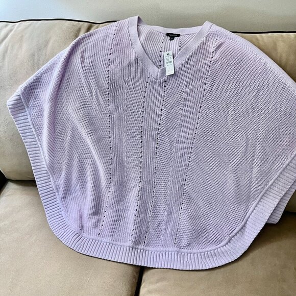 Talbots Lavender V-Neck Knit Poncho - Picture 9 of 10